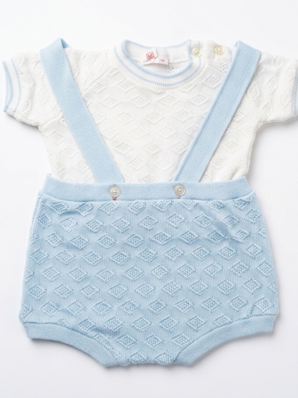 Vtg 60s Friemanit Baby Boy Diaper Set | 100% Cotton Knit Israel | Blue White 9m
